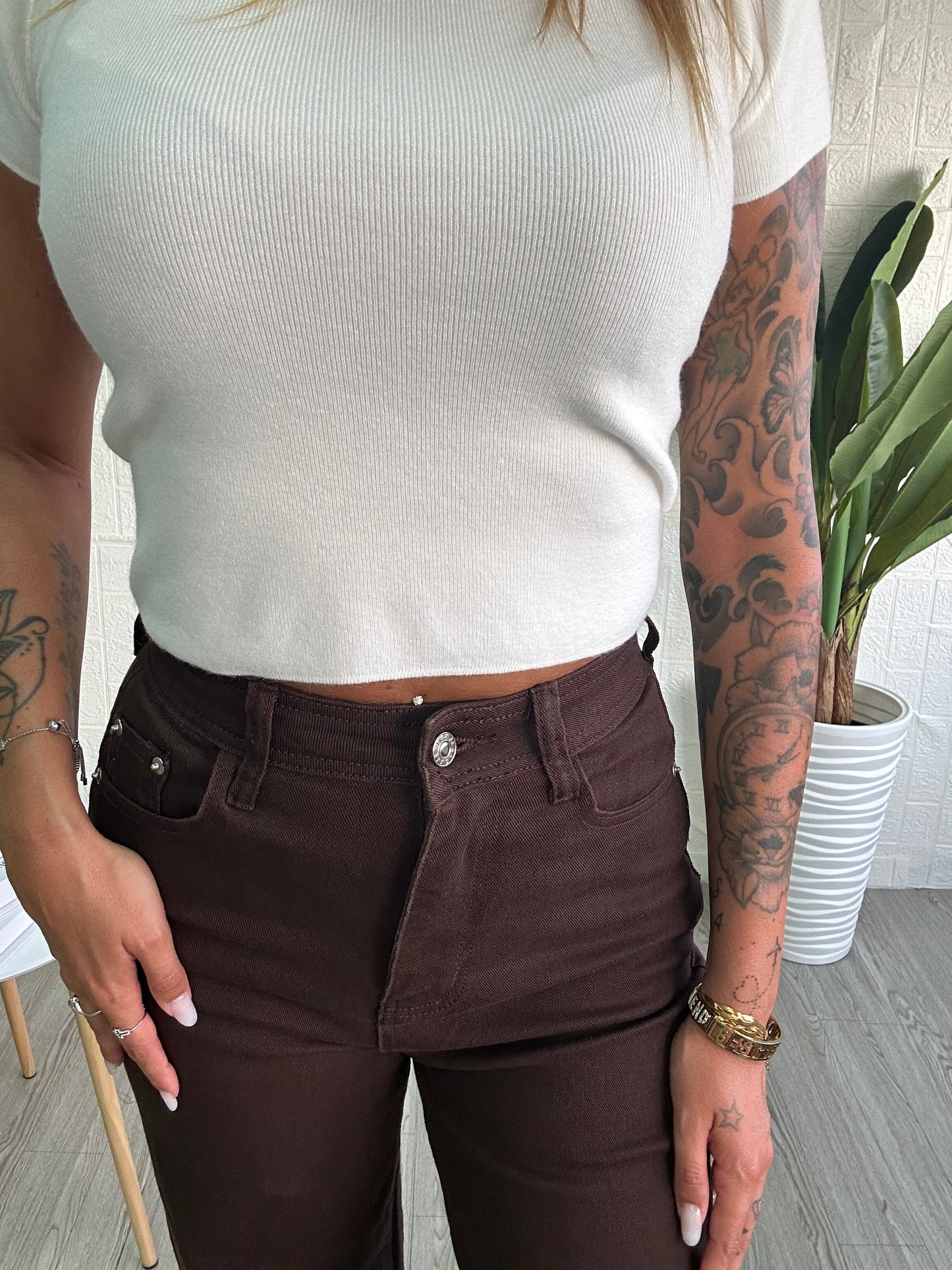 Jeans marroni a zampa - JE_MI