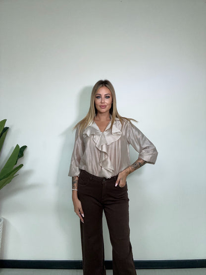 Camicia Beige con Volant - JE_MI