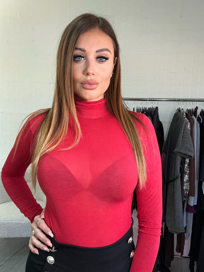 Pullover rosso semi trasparente - JE_MI