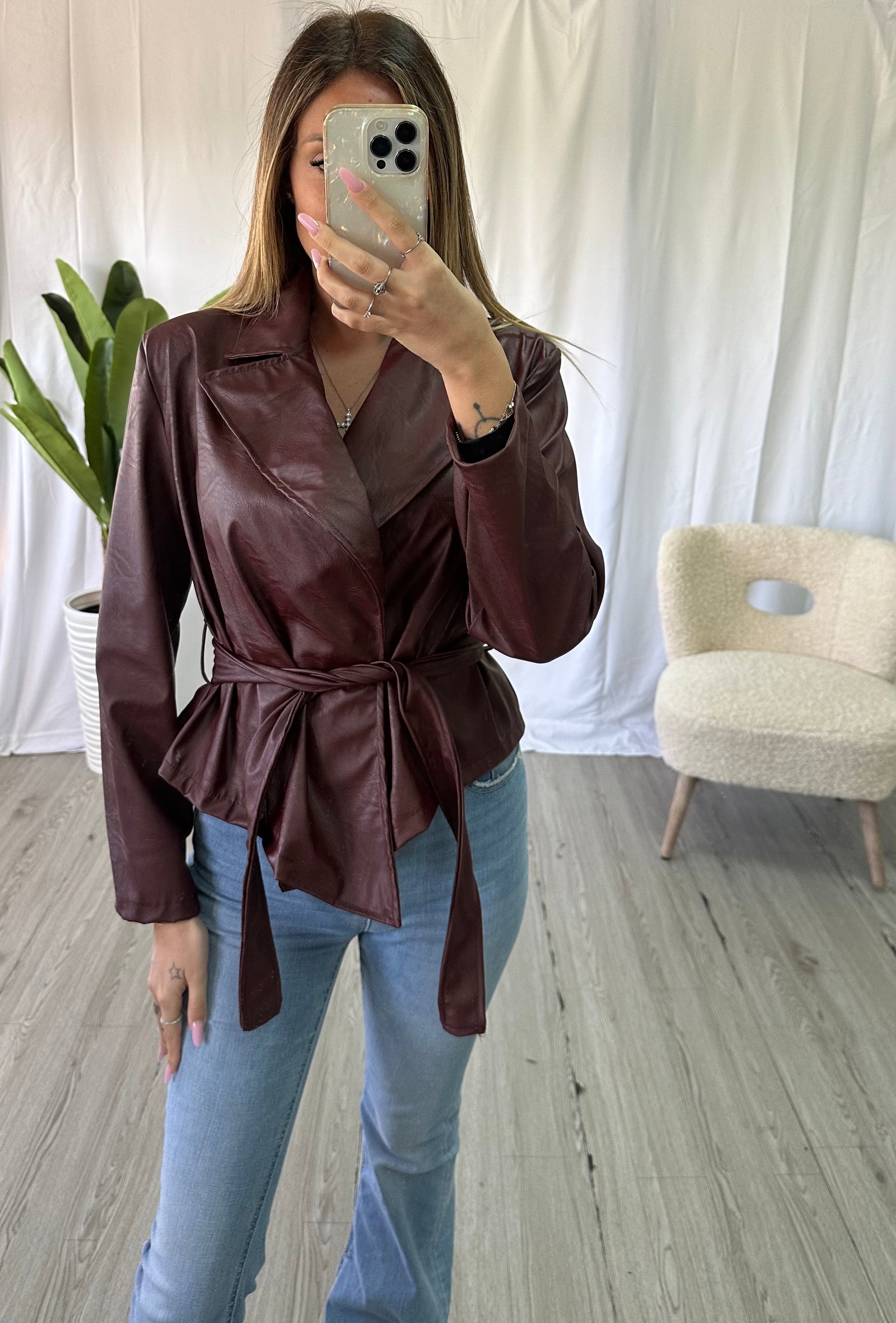 Giacca in ecopelle bordeaux - JE_MI