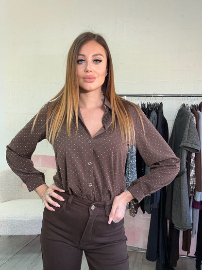 Camicia marrone con brillantini - JE_MI