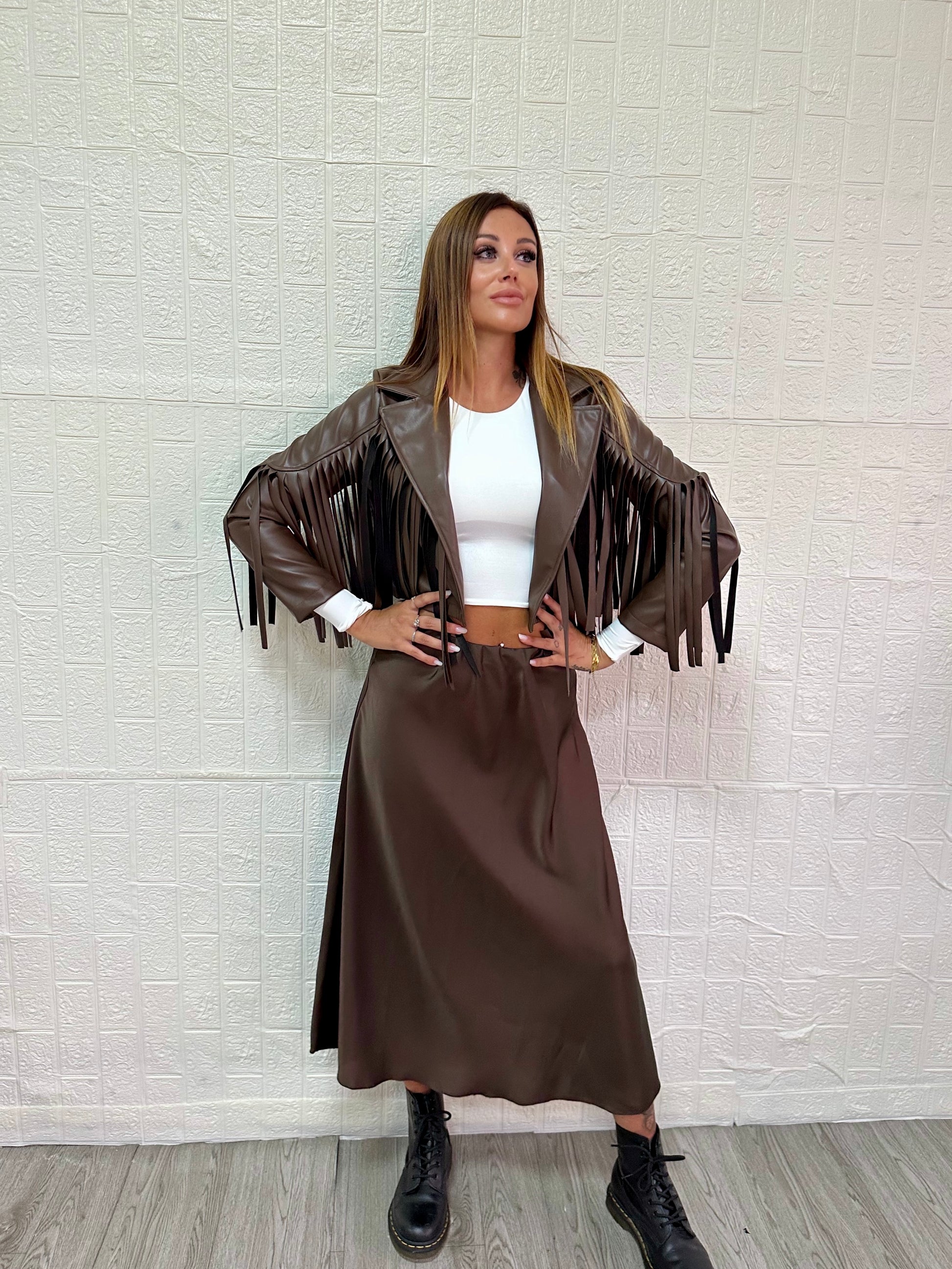 Giubbino crop con frange - JE_MI