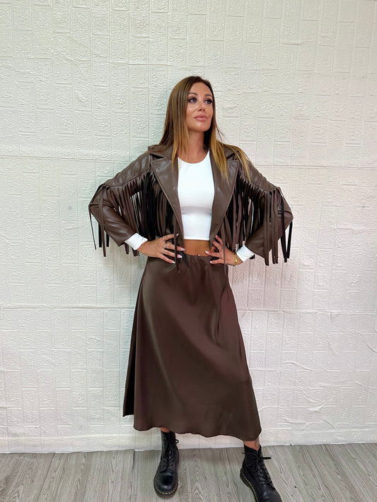 Giubbino crop con frange - JE_MI