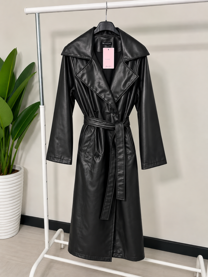 Trench in ecopelle con cintura