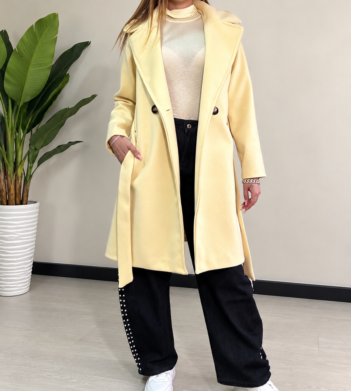 Cappotto lungo giallo