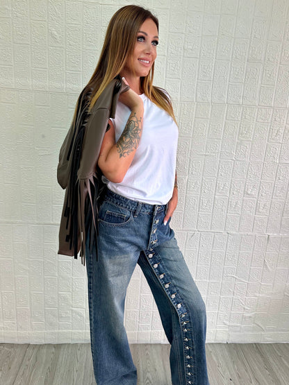Giubbino crop con frange - JE_MI