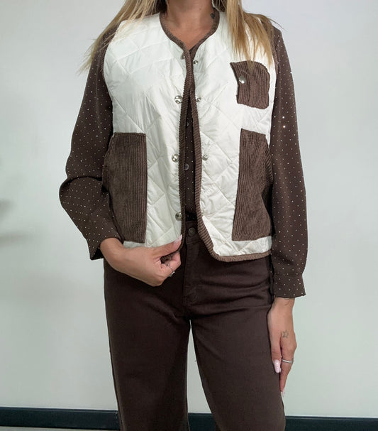 Gilet Trapuntato Bianco e Marrone - JE_MI