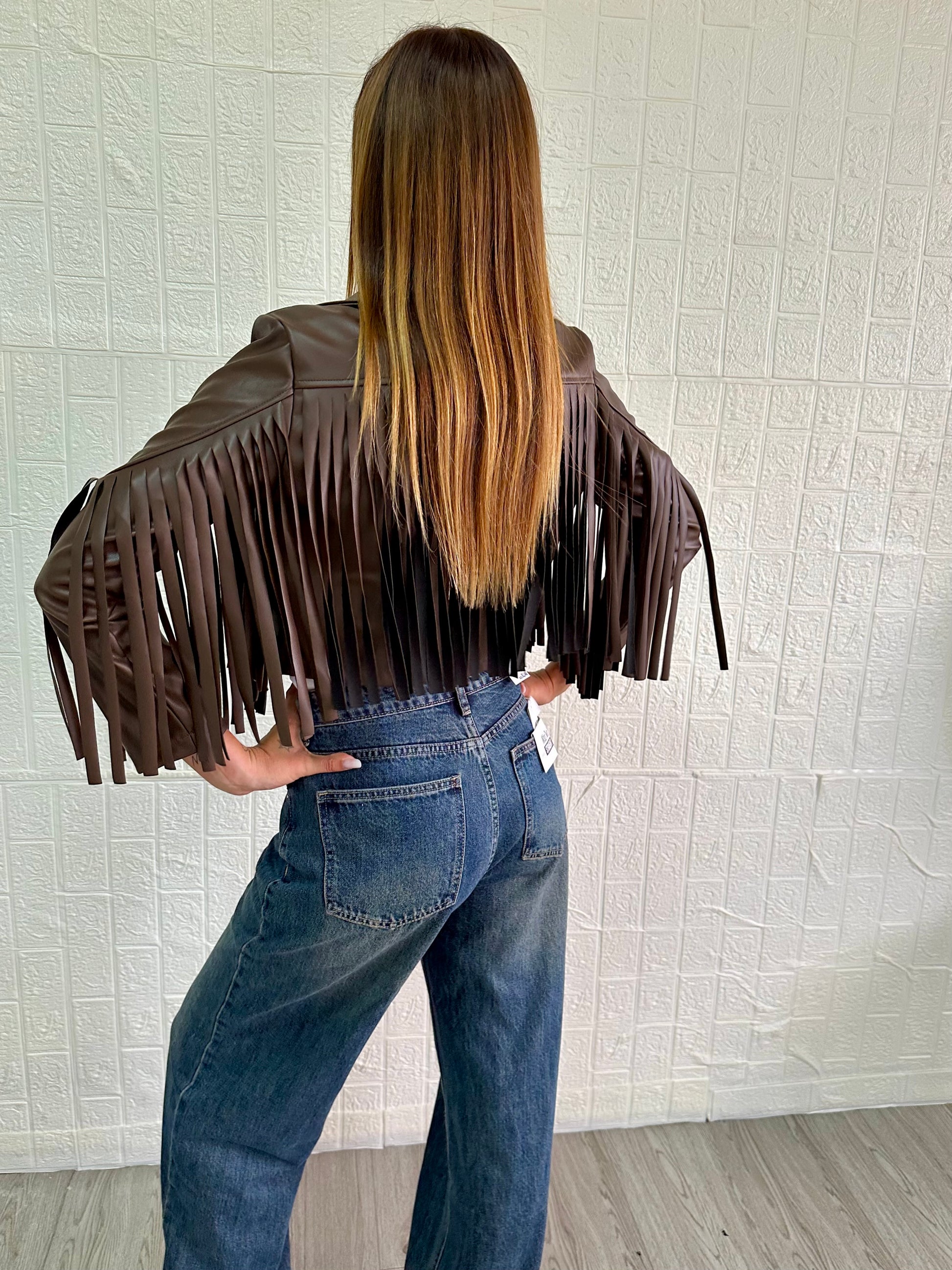 Giubbino crop con frange - JE_MI
