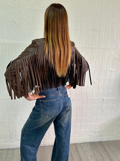 Giubbino crop con frange - JE_MI