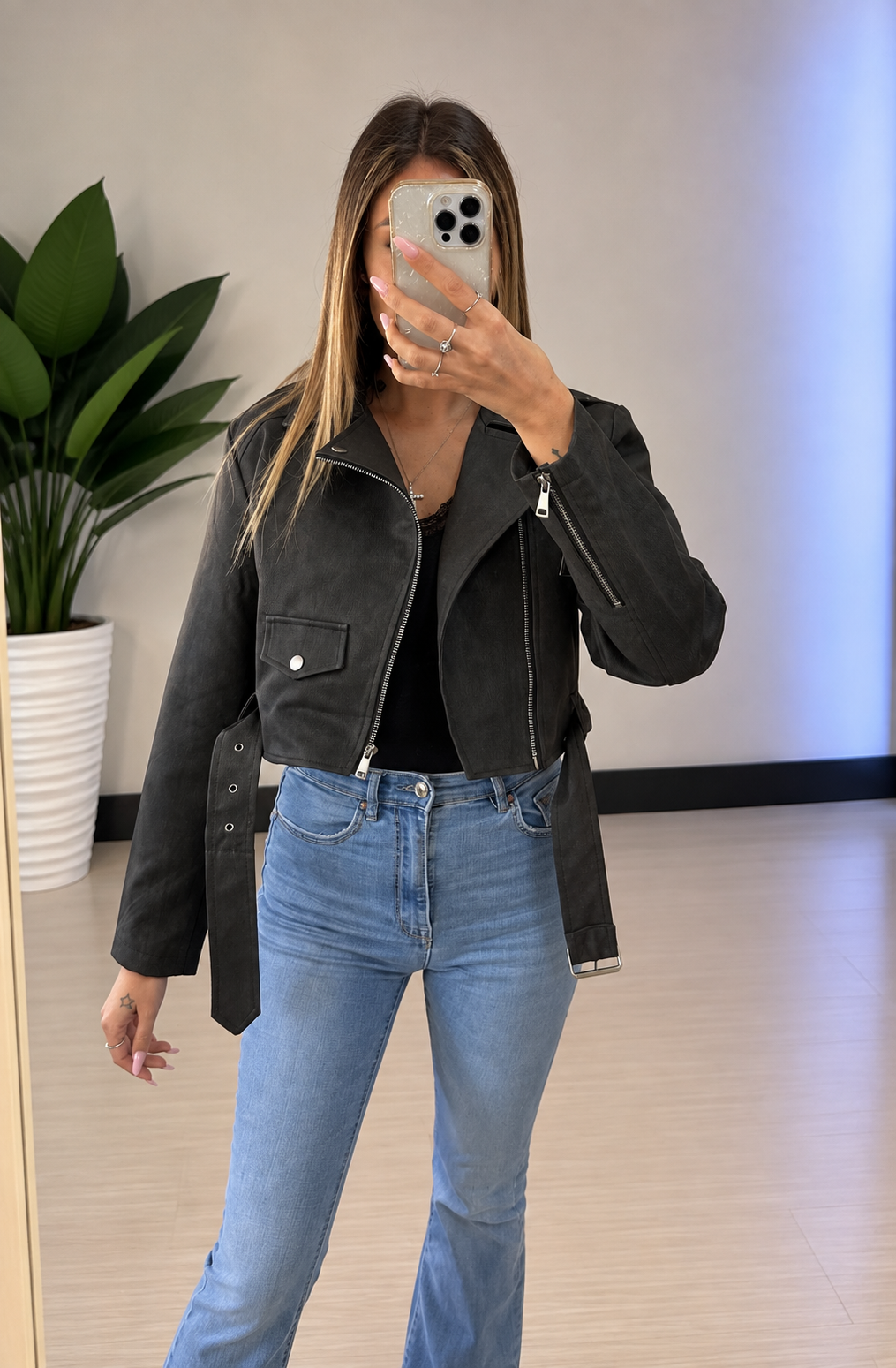 Giacca biker nera