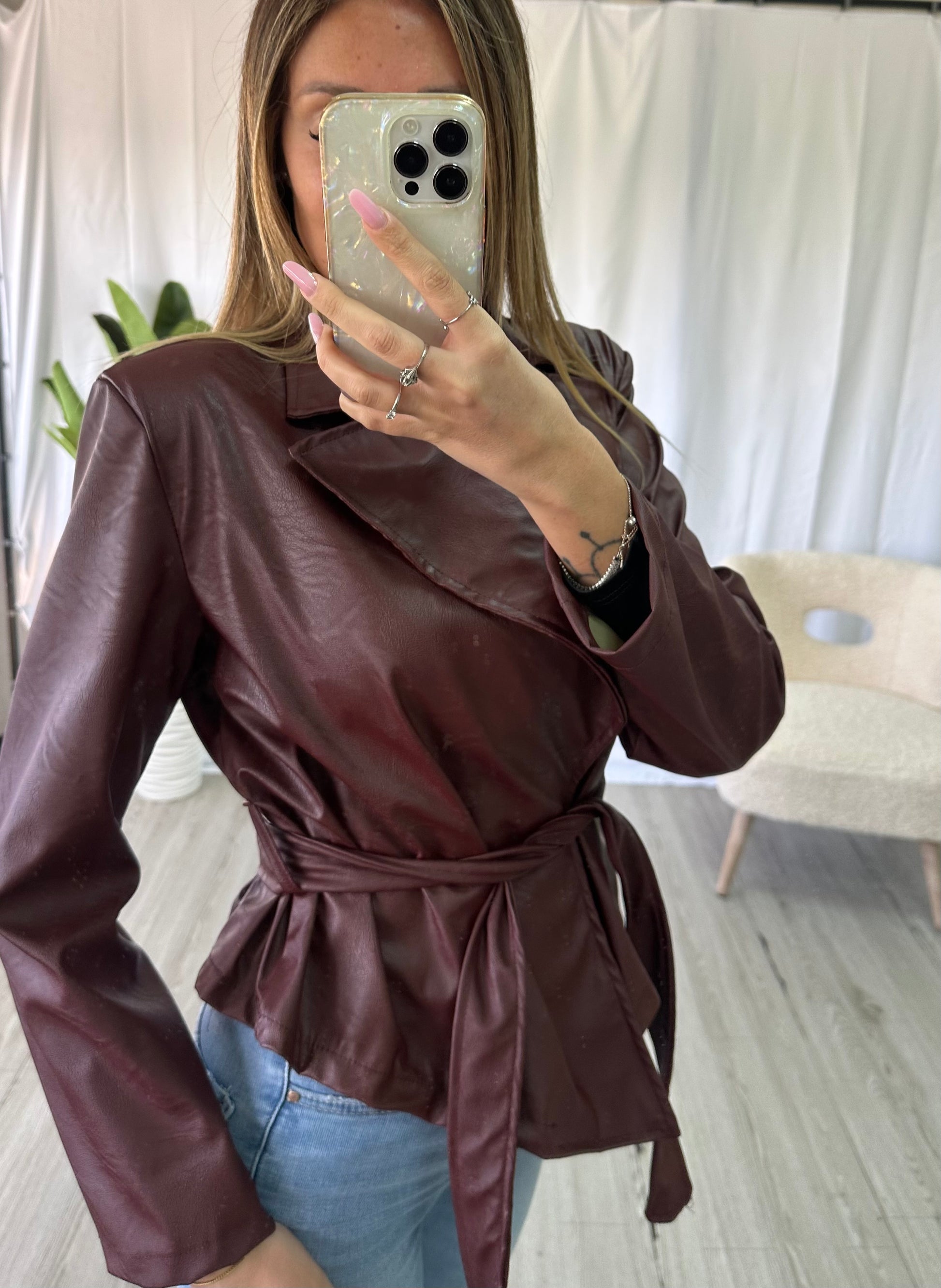 Giacca in ecopelle bordeaux - JE_MI
