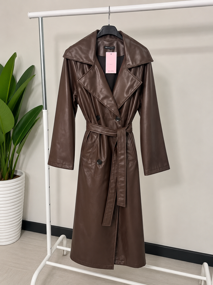 Trench in ecopelle con cintura