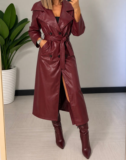 Trench in ecopelle con cintura