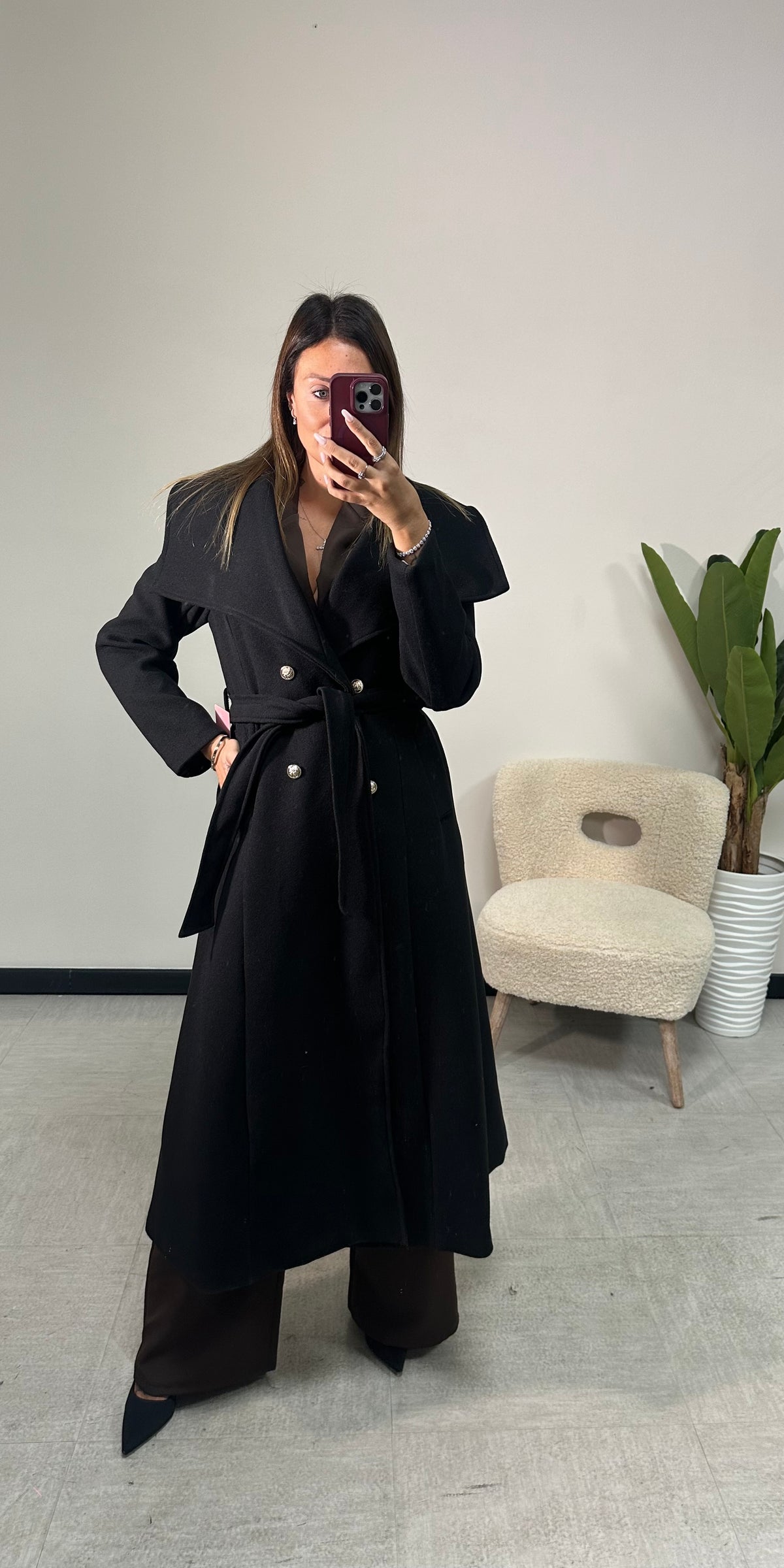Cappotto doppiopetto con cintura