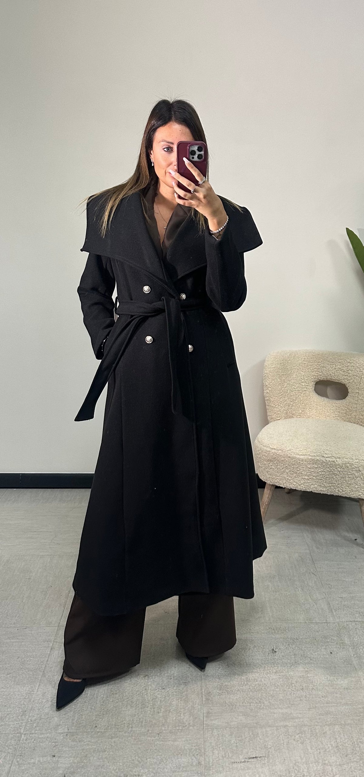Cappotto doppiopetto con cintura
