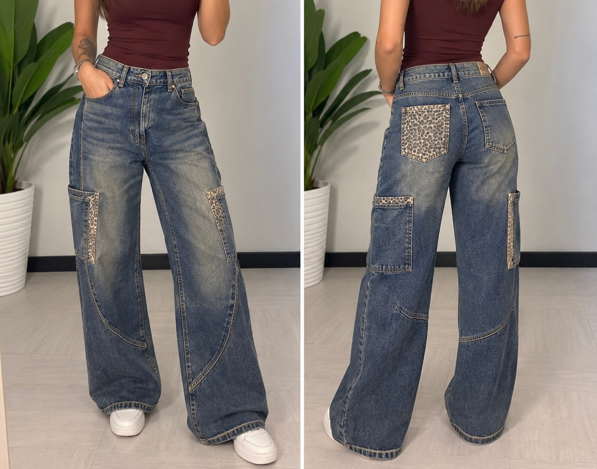 Jeans cargo wide leg