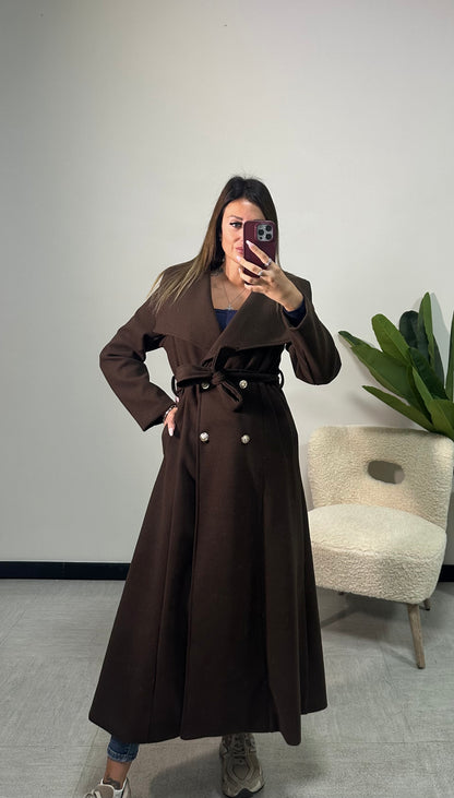 Cappotto doppiopetto con cintura