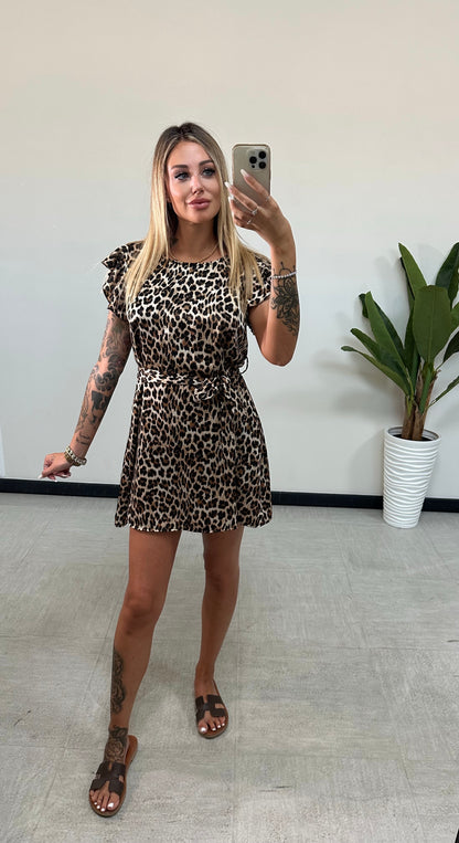 Abito Corto Animalier con Cintura