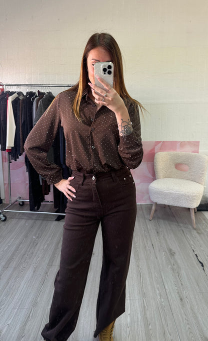 Camicia marrone con brillantini - JE_MI