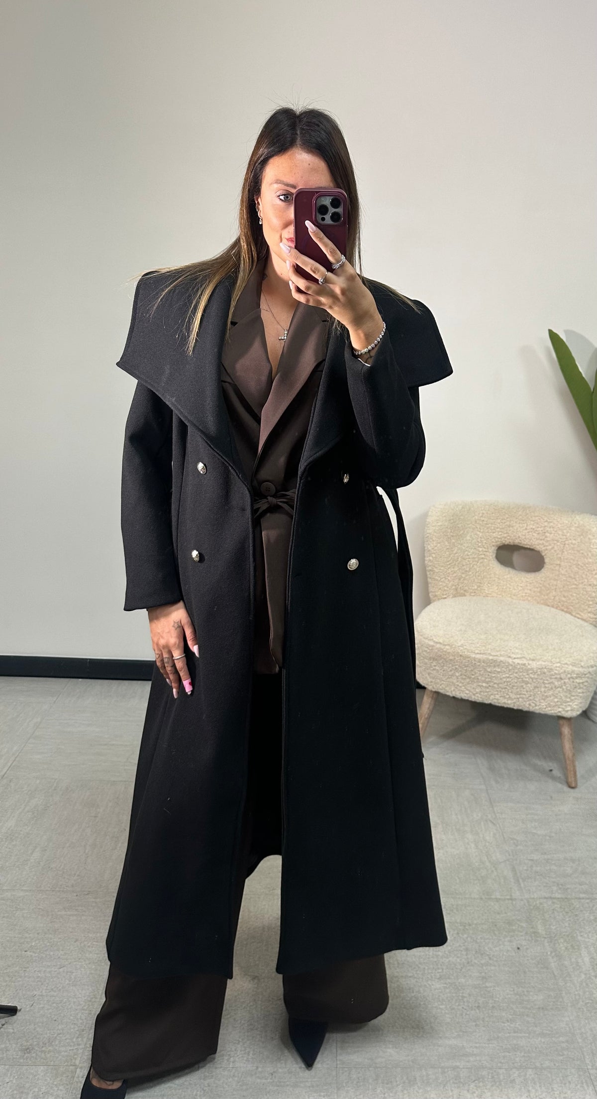 Cappotto doppiopetto con cintura