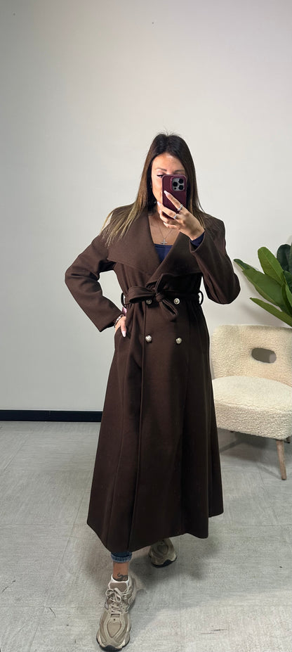 Cappotto doppiopetto con cintura