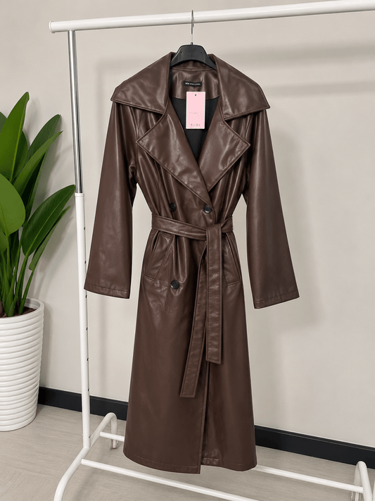 Trench lungo in ecopelle
