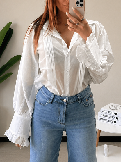 Camicia con maniche a sbuffo